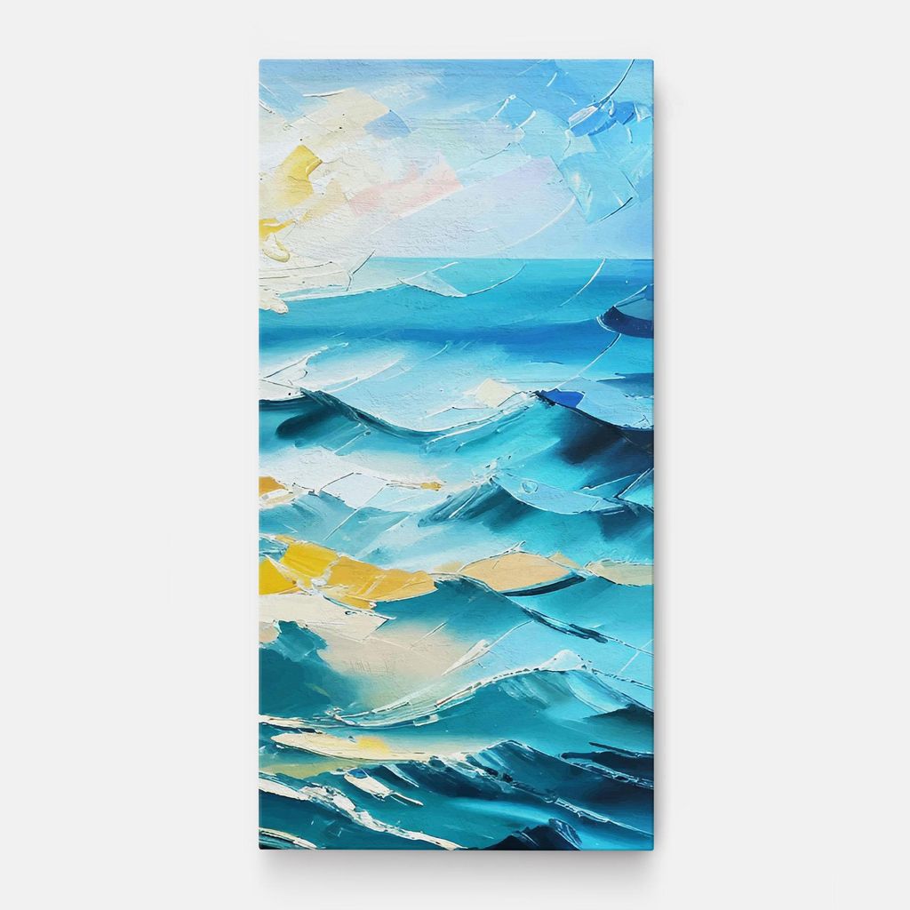 ARTHUB Leinwandbild 40x80 cm, Blue Ocean Painting | Wohnzimmerdekoration, Hängende Bilder, Wanddekoration, Heimdekoration, Landschaften, Strände
