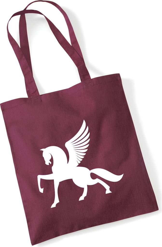 Huuraa Jutebeutel Pegasus Silhouette 10 Liter Burgundy Baumwolle Tasche Geschenkidee
