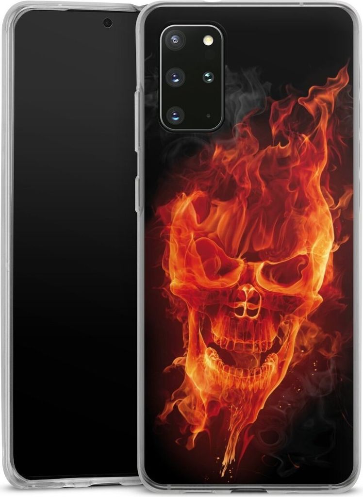 DeinDesign Handyhülle für Samsung Galaxy S20 Plus 5G Silikon Hülle Case Smartphone Schutzhülle Feuer Schädel Totenkopf