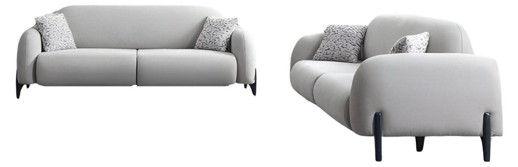 Sofagarnitur Wohnzimmer Couch 2x Sofa 3-Sizer Luxus Grau Polstermöbel