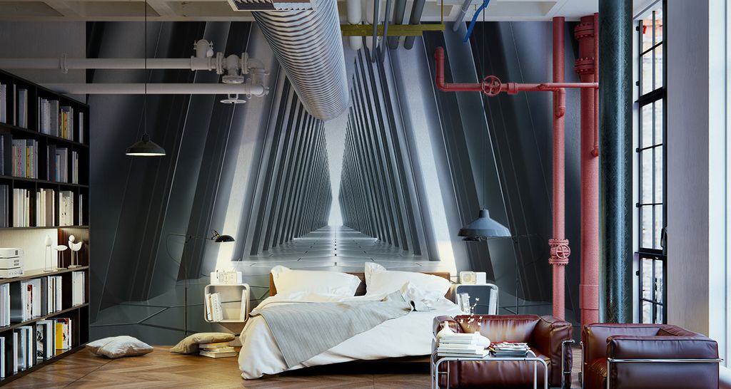 Fototapete Vlies Tapete zauberhafter 3D Tunnel - FÜRS SCHLAFZIMMER 315 cm (B) x 210 cm (H) Wandbild Wanddeko