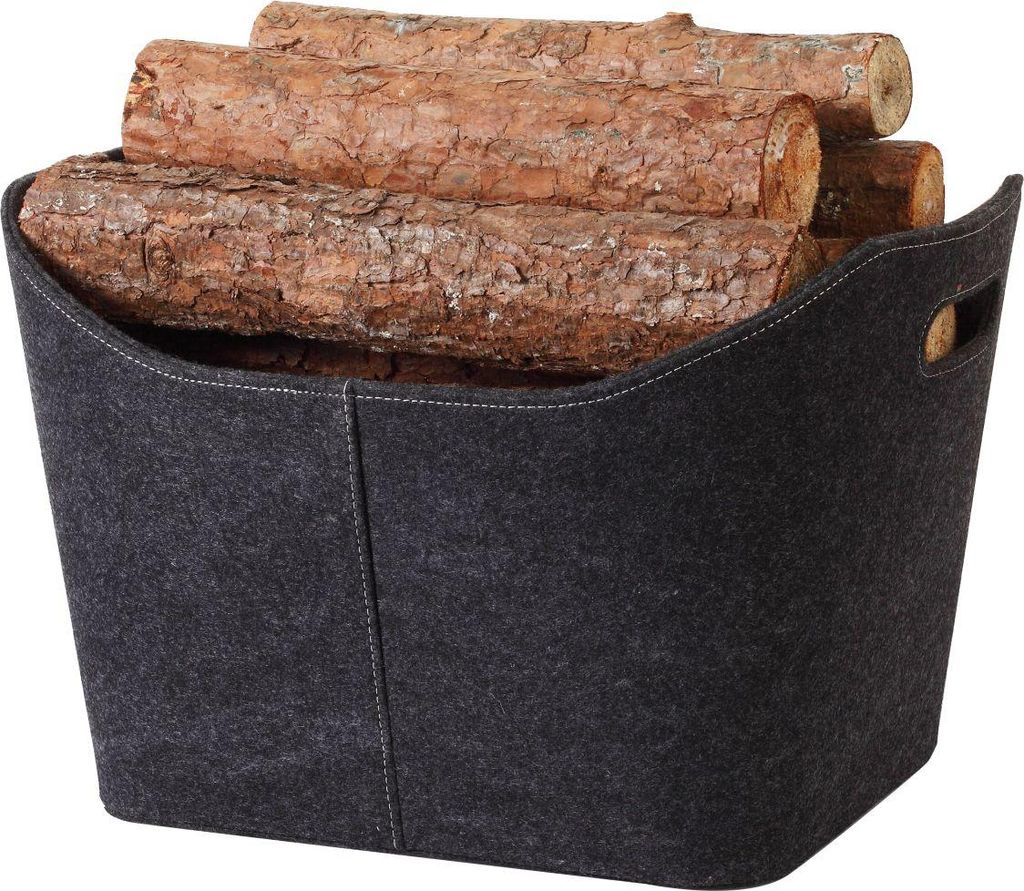TrendLine Holzkorb Filz 53 x 36 x 43 cm anthrazit Produktbild 