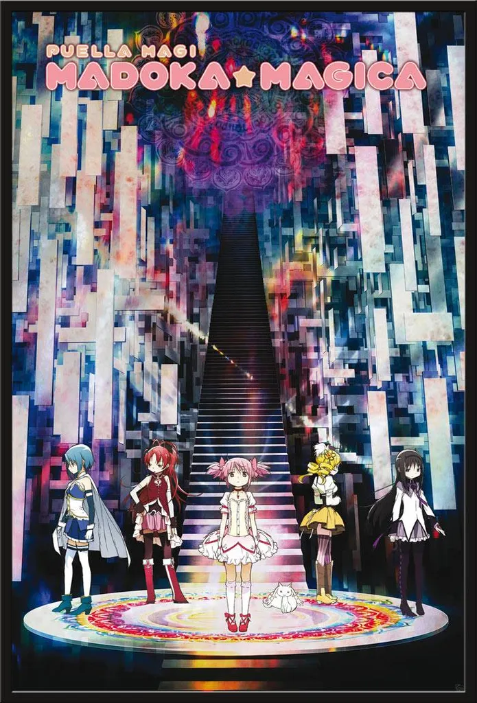 Poster Madoka Magica avec Cadre Amovible Shinsuke® Maxi Plastique et Vitre