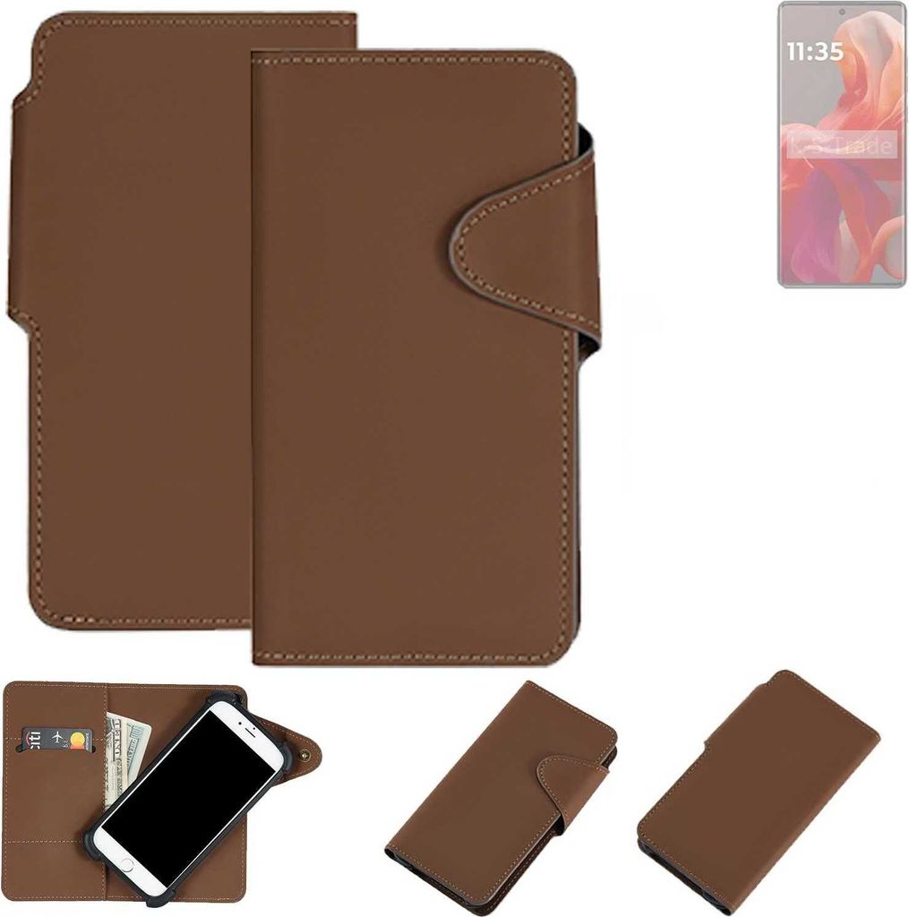 K-S-Trade Schutzhülle Klapphülle Kunstleder kompatibel mit Motorola Moto S50 Neo braun Handy Hülle Wallet Case