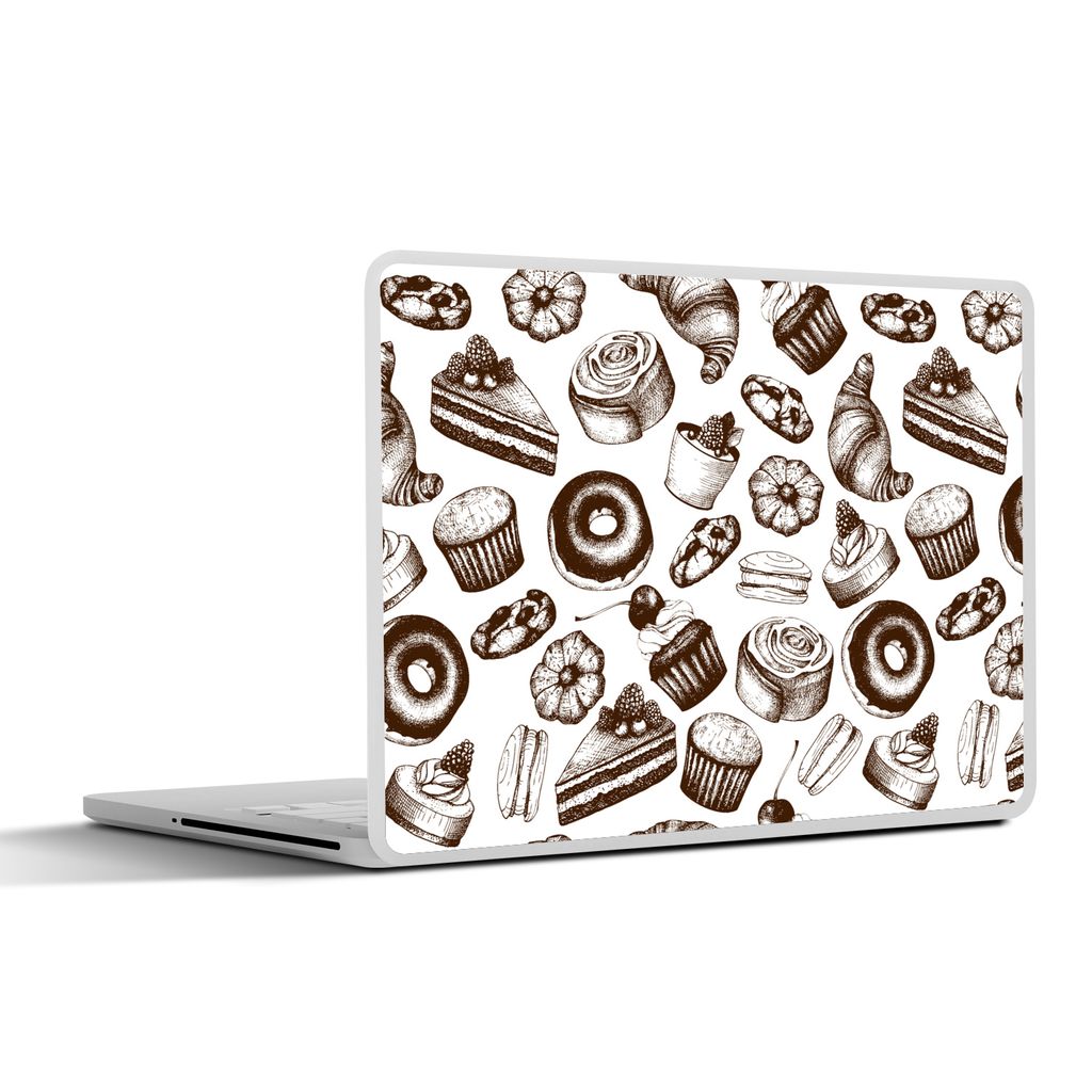 MuchoWow Laptop Aufkleber Sticker Cover Brot - Konditorei - Vintage - Design 40x30 cm - Laptop Dekoration - Selbstklebend