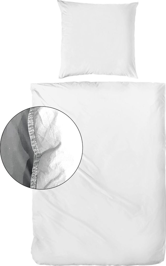 Hahn Haustextilien Renforce Bettwäsche stone washed weiß in Stofftasche Größe 220x240 cm