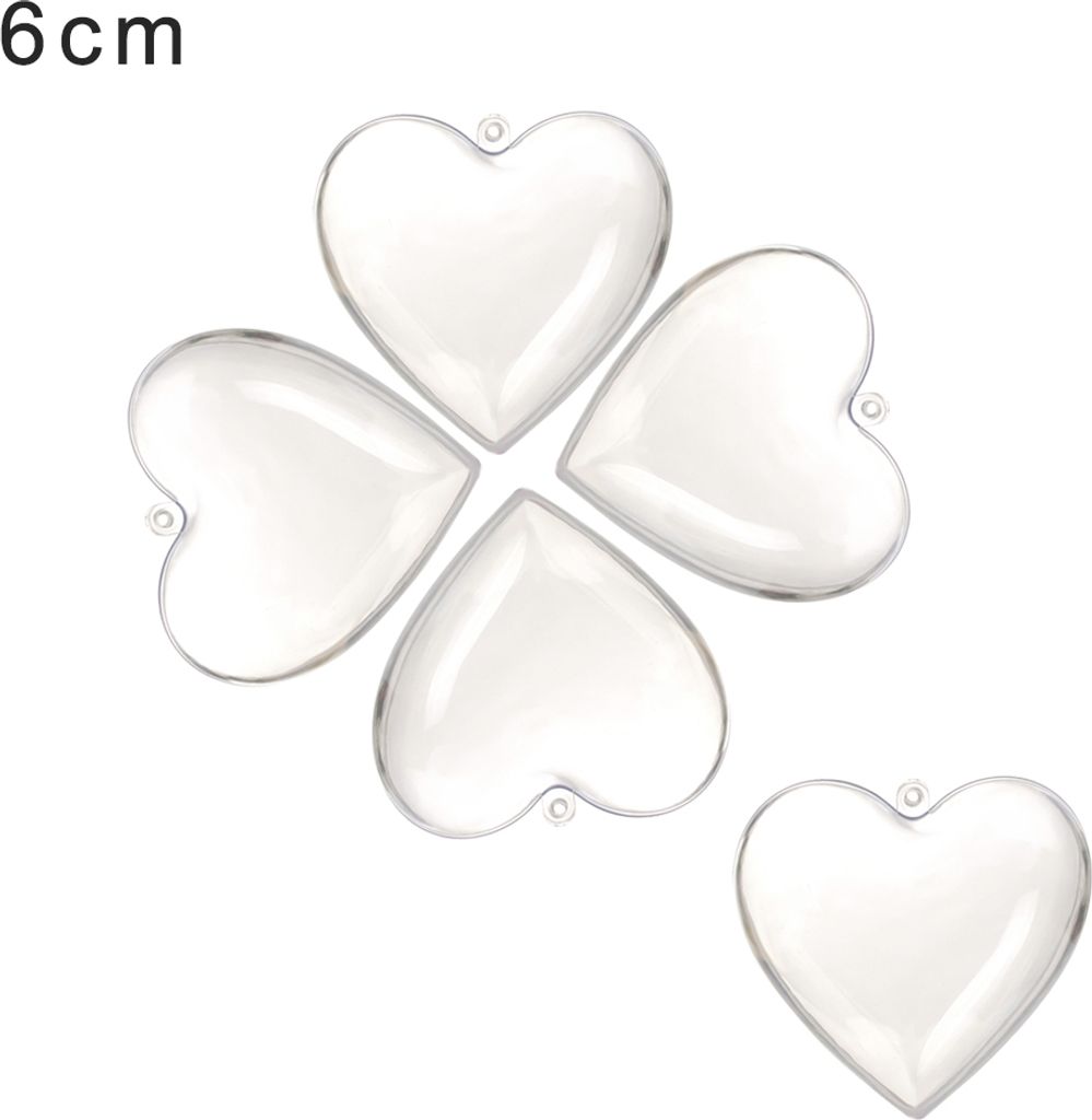 5/10pcs DIY Clear Plastic Heart Form Kugel Füllbare Kugeln Weihnachtsbaumdekoration-Größen:6cm 5Pcs