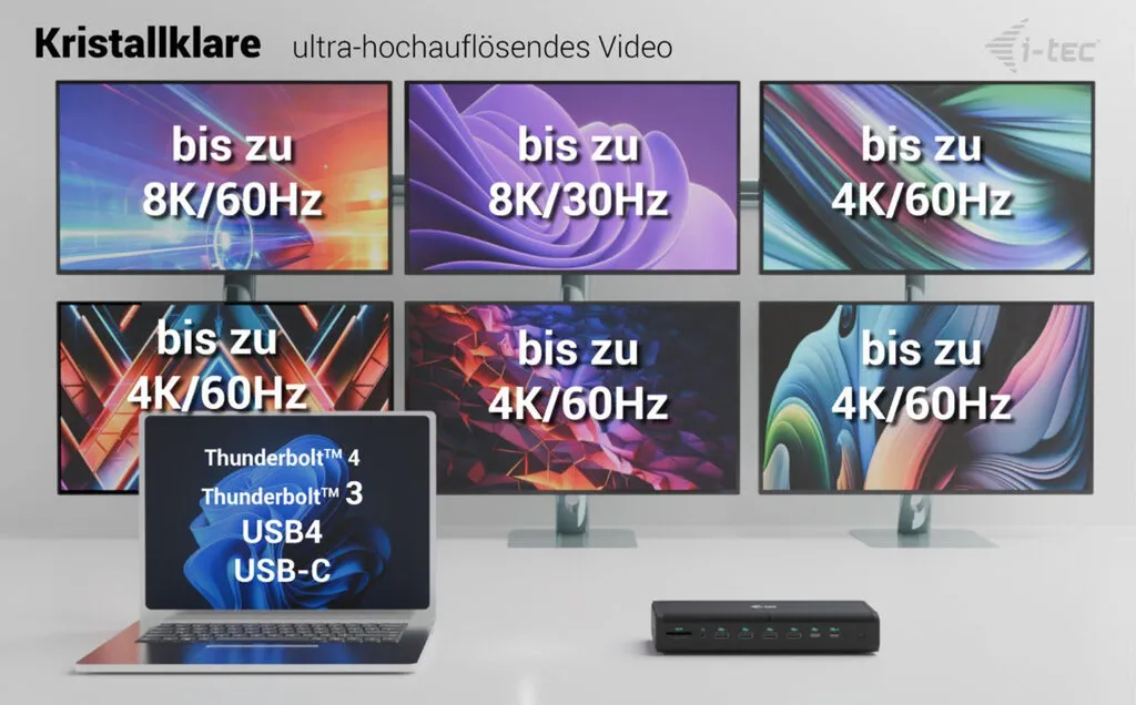 Solution Multi-écrans 4K i-tec Docking Station avec Power Delivery 140W - 7