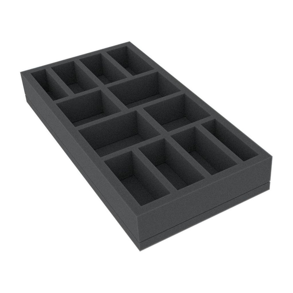 Schaumstoffeinlage 285x142x40 mm, 12 Fächer für Brettspiel-Zubehör