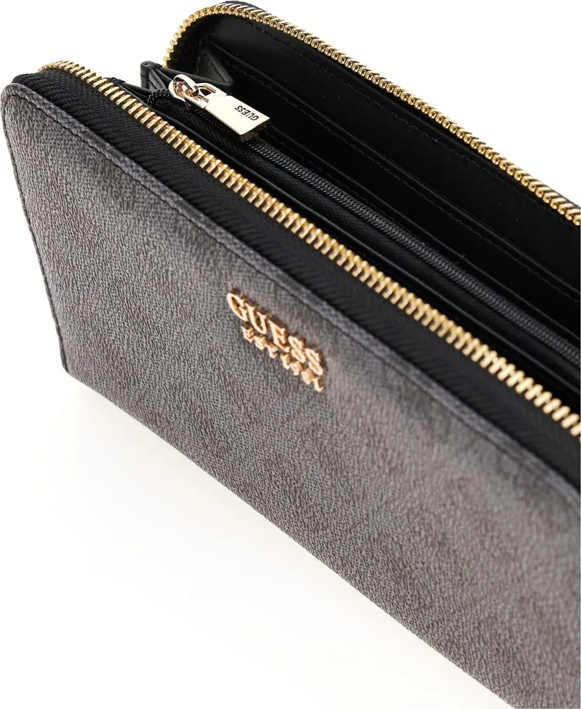 Portefeuille Guess Gris Lrg Zip Around en Simili Cuir Texturé Durable