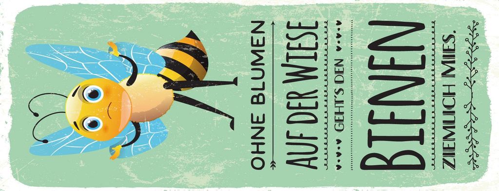vianmo Blechschild 27x10 cm Ohne Blumen geht’s den Bienen ziemlich Mies