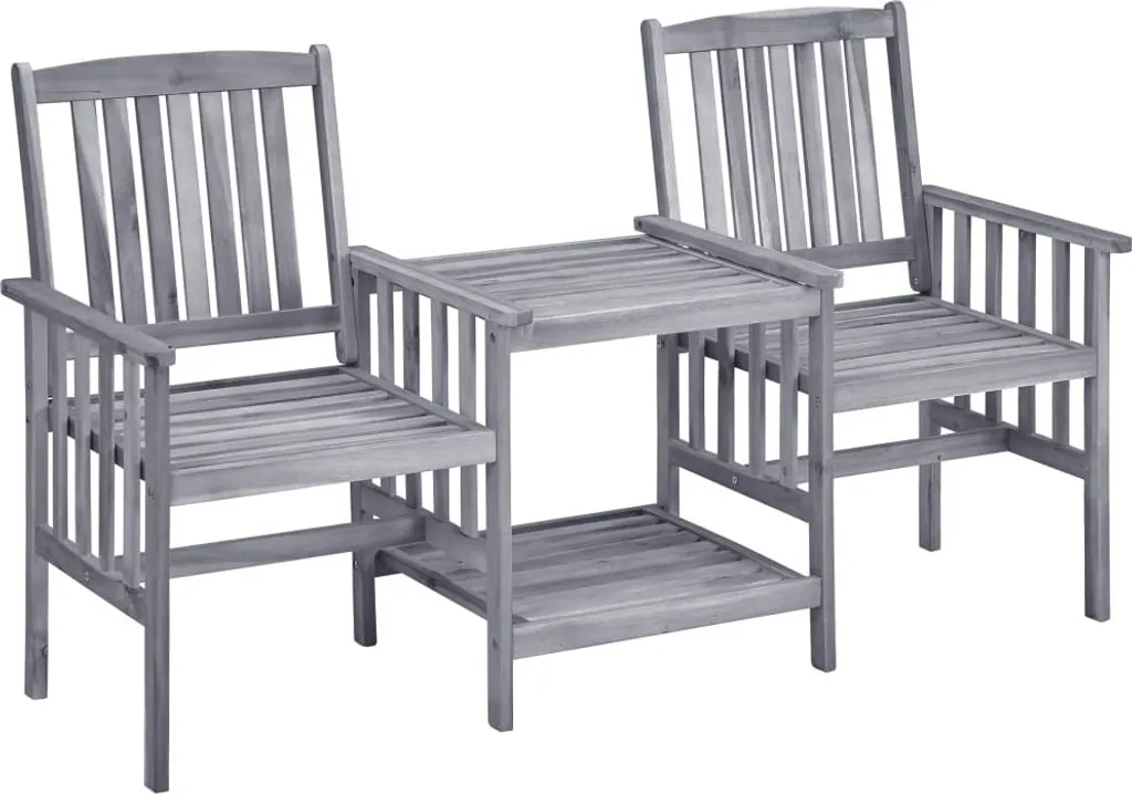 Sedie da Giardino con Tavolino in Acacia 159x61x92 cm | Legno Massiccio