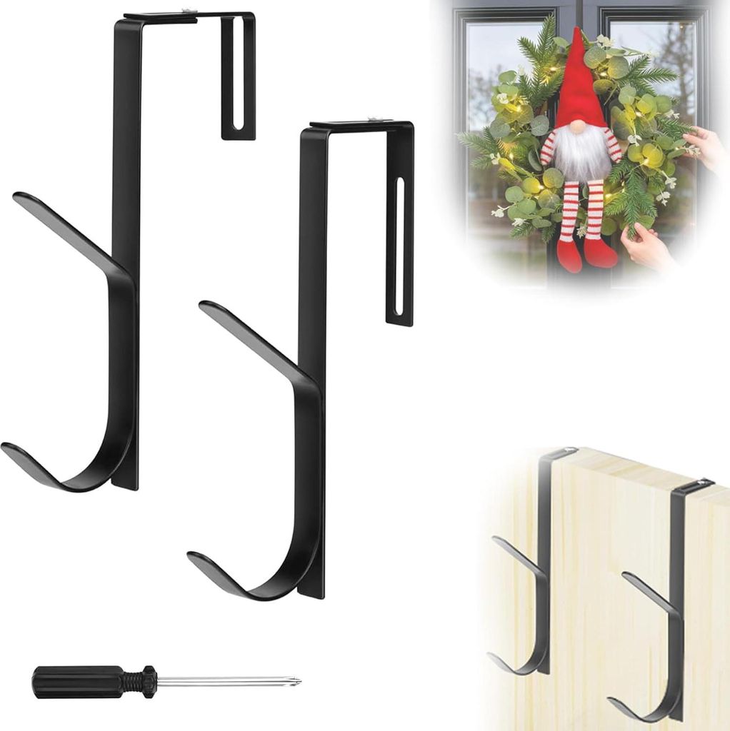 Tš¹rkranz Weihnachten Tš¹rhaken, Premium Kleiderhaken Fensterhaken zum Einh?ngen, Weihnachtskranz Haustš¹r Tš¹rhaken Anpassbarer Robuster H...