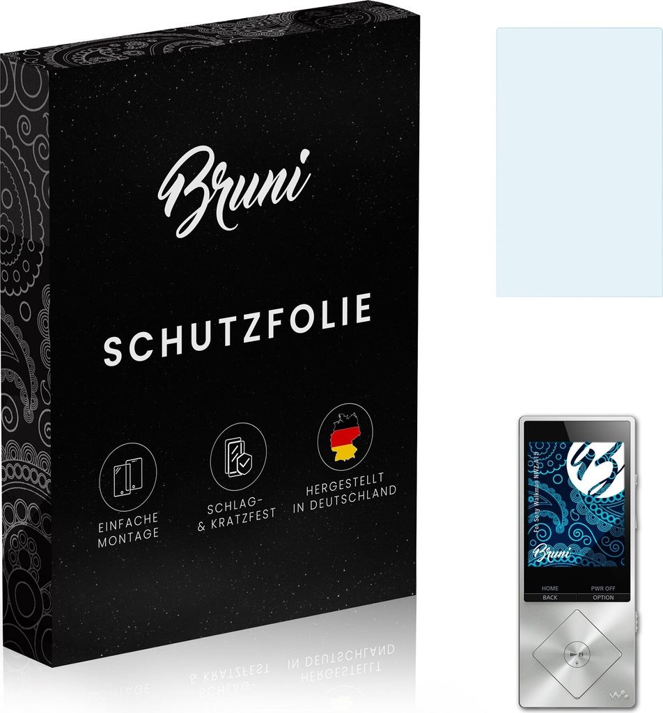 Bruni Basics-Clear 2x Schutzfolie kompatibel mit Sony Walkman NWZ-A15 Folie