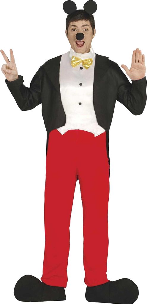 Fiestas Guirca - Mouse-Kostüm für Herren Set FG167 (M) (Schwarz/Rot)