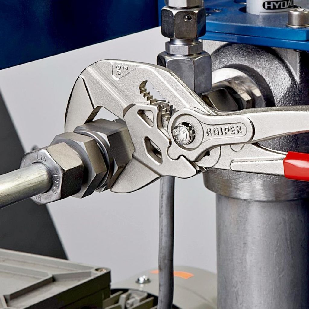 KNIPEX 86 03 250 Zangenschlüssel Zange und Schraubenschlüssel in einem Werkzeug mit Kunststoff überzogen verchromt 250 mm