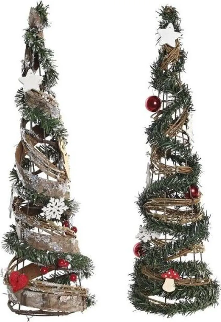 Sapin de Noël décoratif en métal rouge et vert 51 cm - Set de 2 Arbres