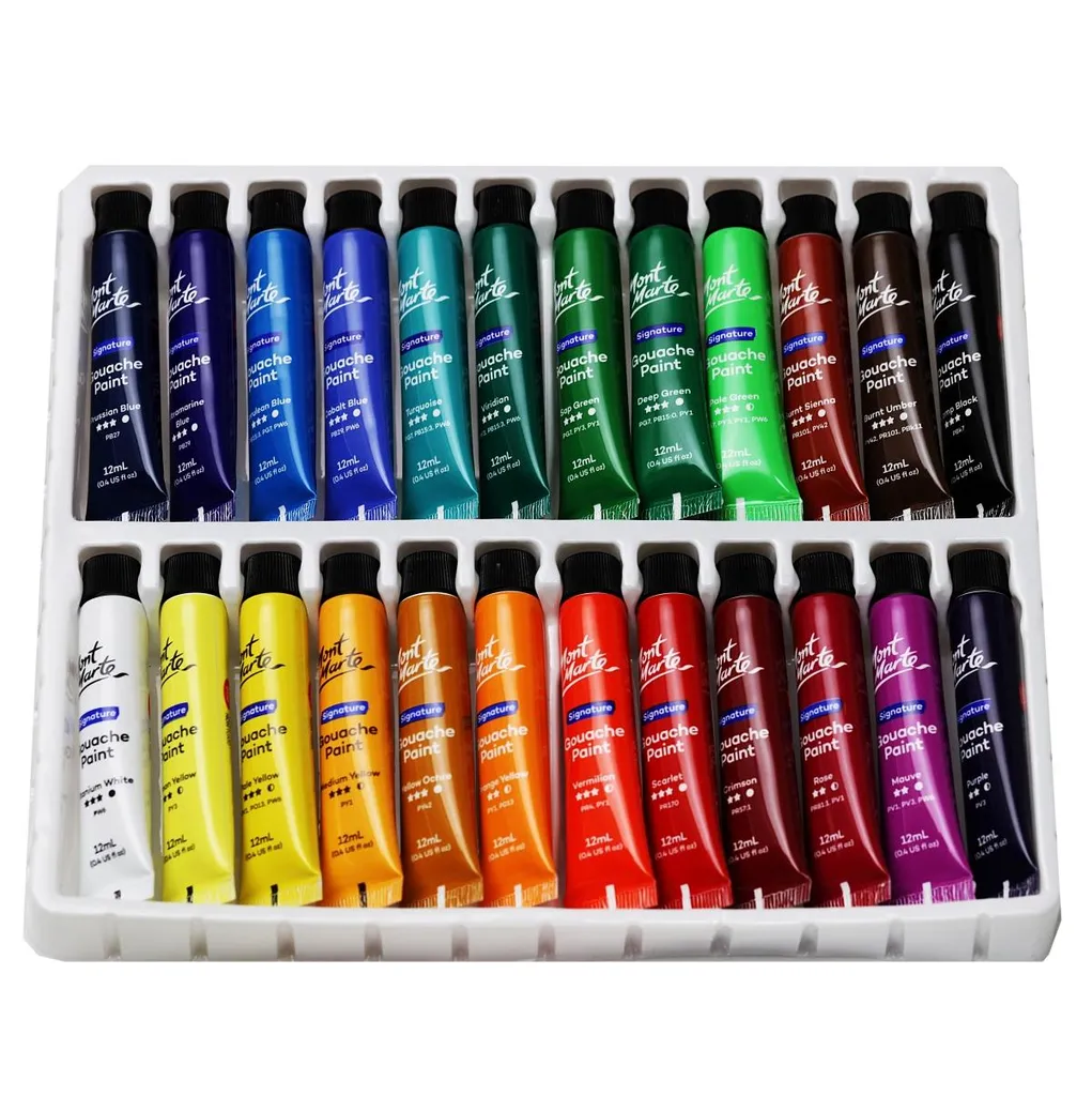Gouache Mate Anti-Reflets 24 Couleurs Tubes 12ml Finition Sans Trace - 7