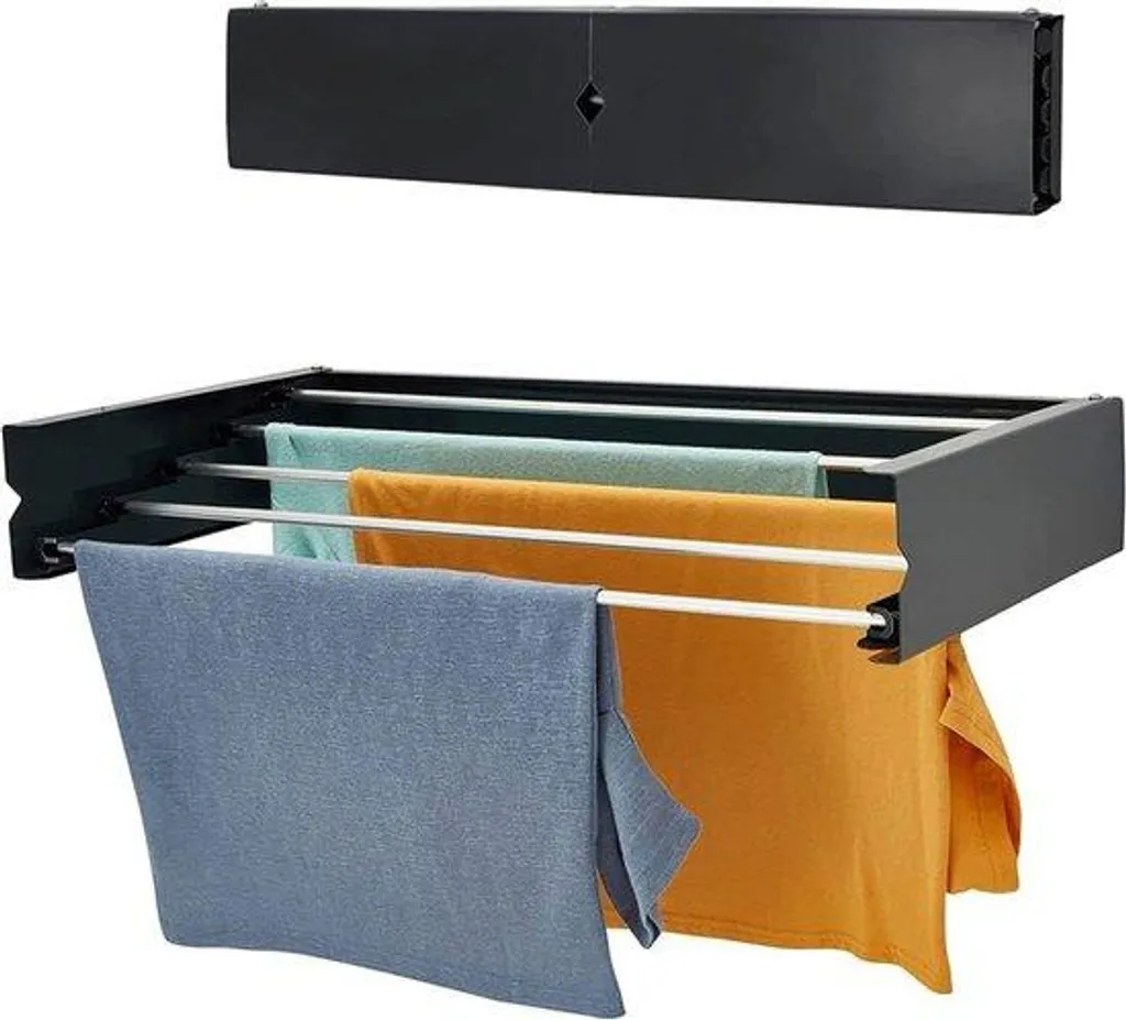 Séchoir à linge intérieur et extérieur 120 cm, étendoir pliable anthracite