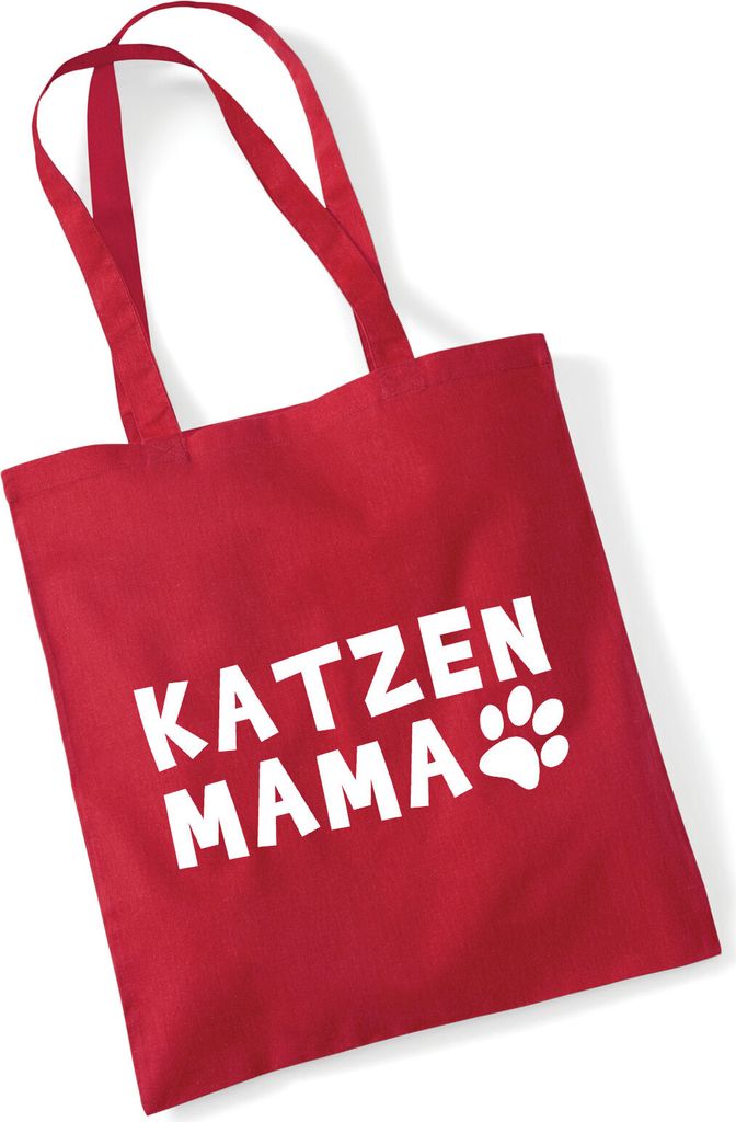 Huuraa Jutebeutel Katzenmama Tapse 10 Liter Classic Red Baumwolle Tasche Geschenkidee