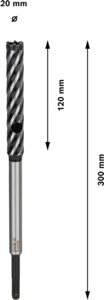 Punta per Cemento Armato 20 x 120 x 300 mm SDS Plus PRO 4 Taglienti