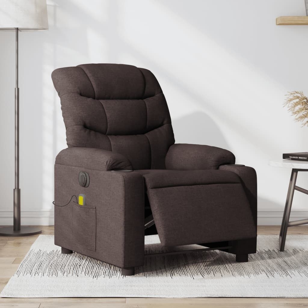 Maison Exclusive - Massagesessel Elektrisch Dunkelbraun Stoff