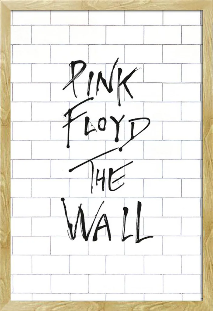 Tableau Pink Floyd The Wall avec Cadre Hêtre Robuste et Vitre Incassable