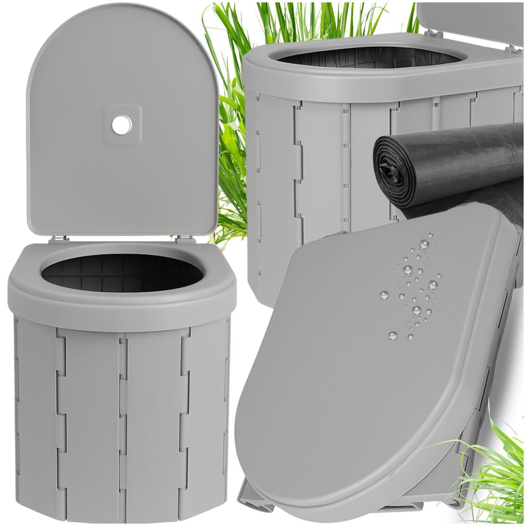 Asato Tragbare Camping-Toilette klappbar für Wohnmobil, Camping und Reisen, Grau