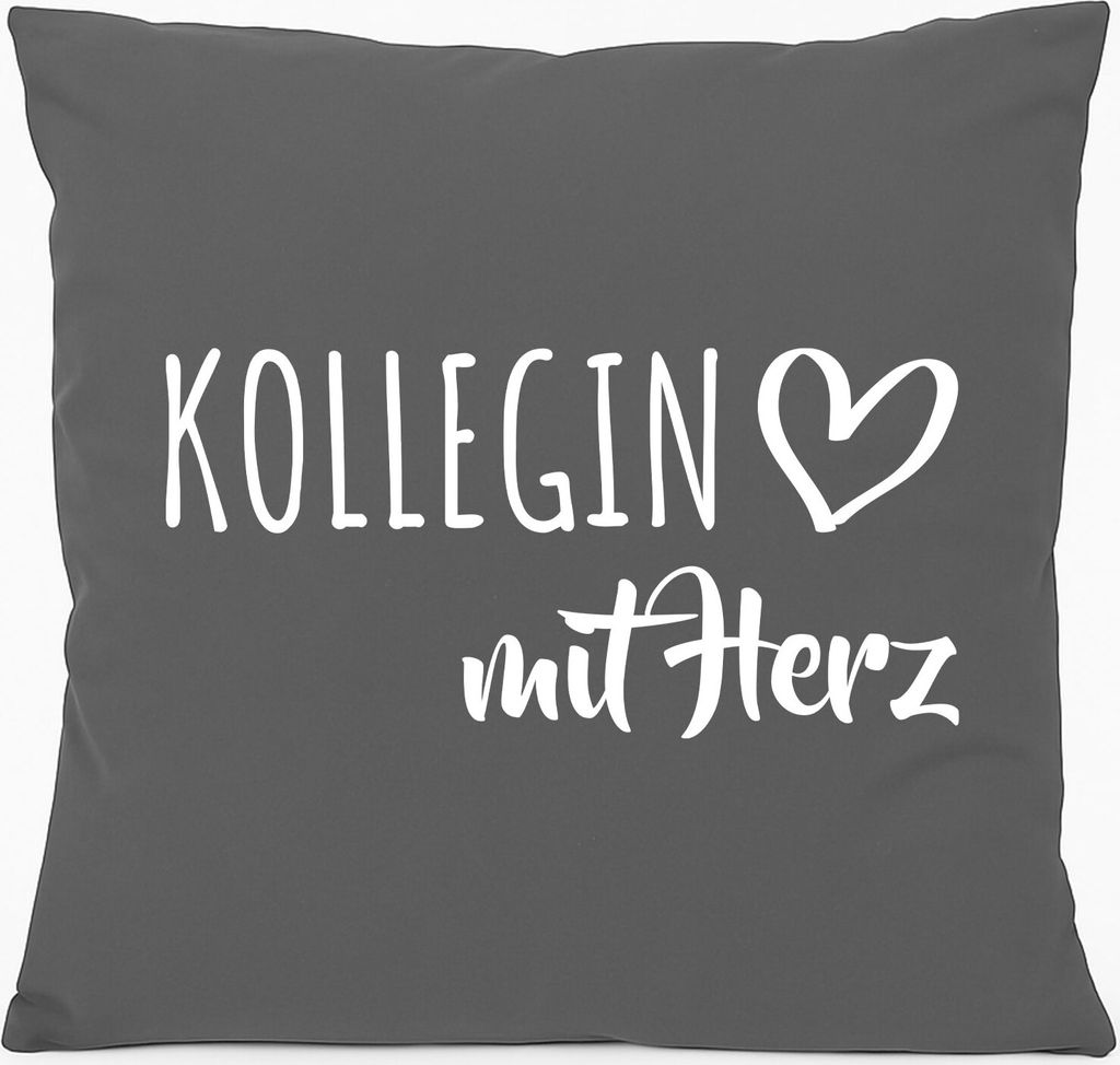 Huuraa Kissen Kollegin mit Herz 40x40cm mit Füllung Steel Grey Baumwolle Dekokissen Geschenkidee