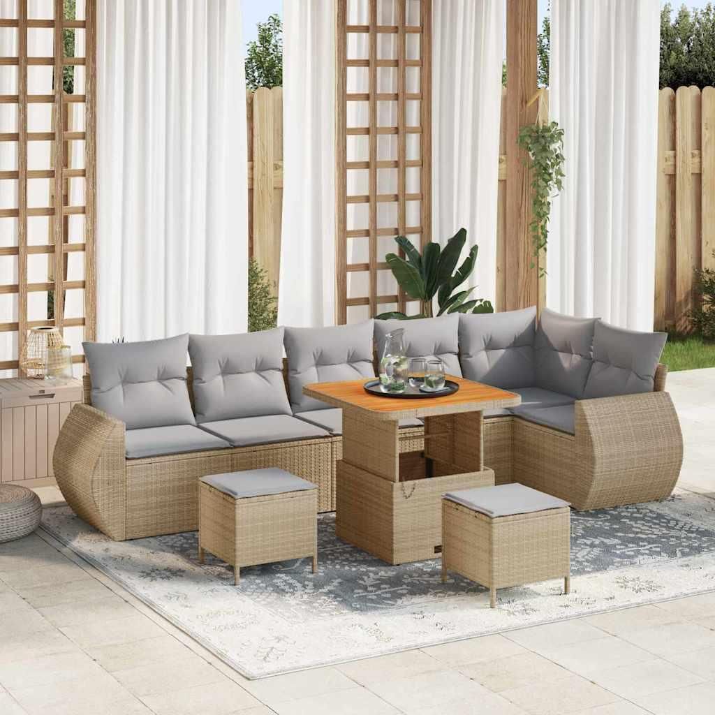Maison Exclusive - Gartensofa-set 9 pcs Beige Poly-Rattan