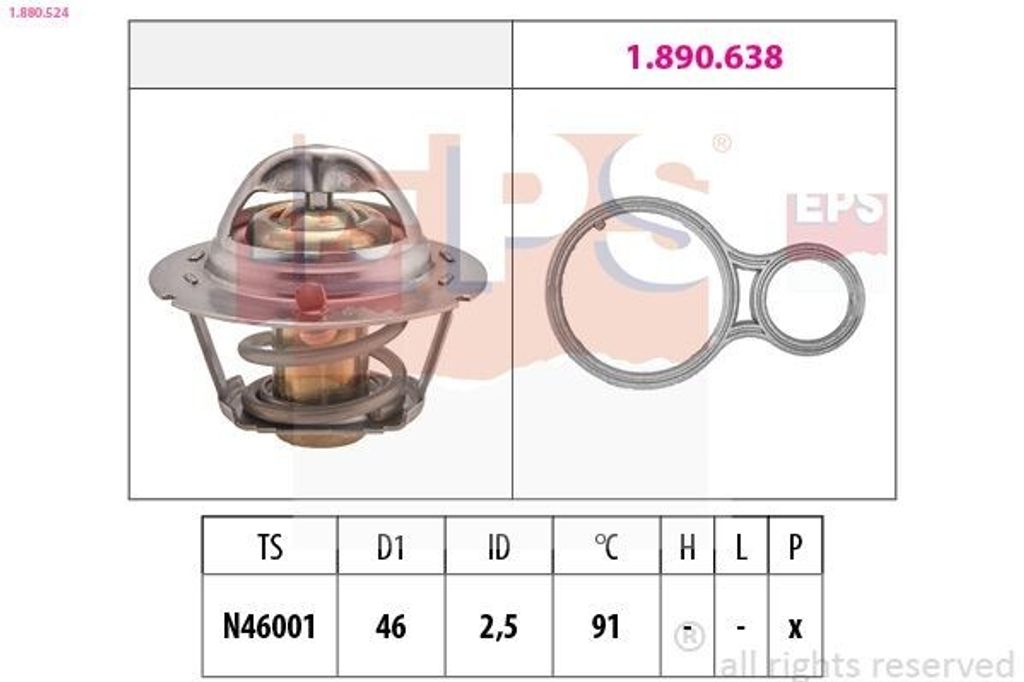 EPS Thermostat Kühlmittel 91°C für FIAT Linea (323, 110) für MINI Schrägheck (R50, R53) für CHRYSLER PT CRUISER (PT)