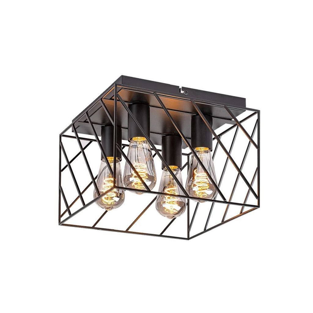 Rabalux 71027 Deckenleuchte 4 Spots Boroo, E27, schwarz, Industriell, 30x30cm