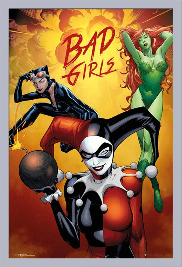 Poster DC Badgirls Framed Shinsuke® Argento - Arredo Nerd Elegante