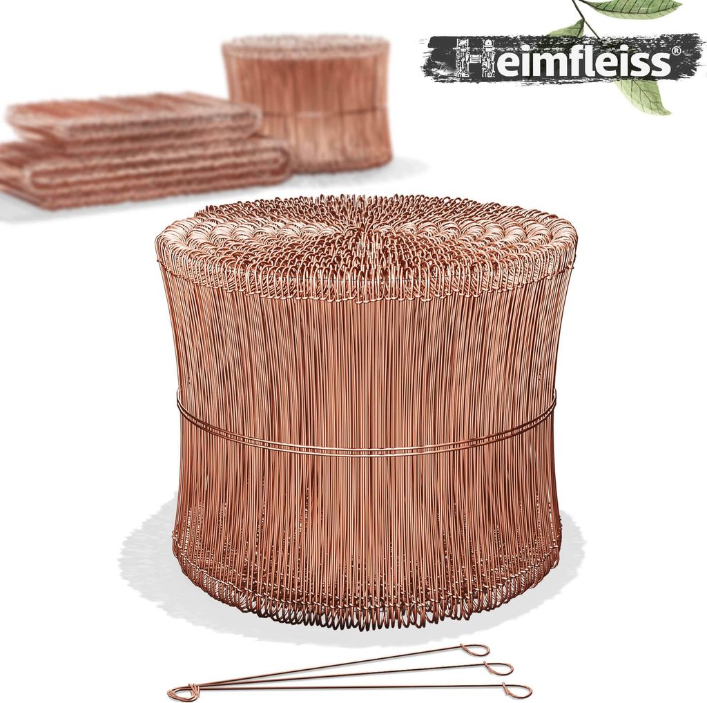 Heimfleiss® Drillapparaat driller rodeldraad 1,0 x 100 mm (1000 stuks) - hoogwaardige set van draadbinders rodeltang & binddraad steeksluiting - koperen draadsluiting oogdraad drill draad