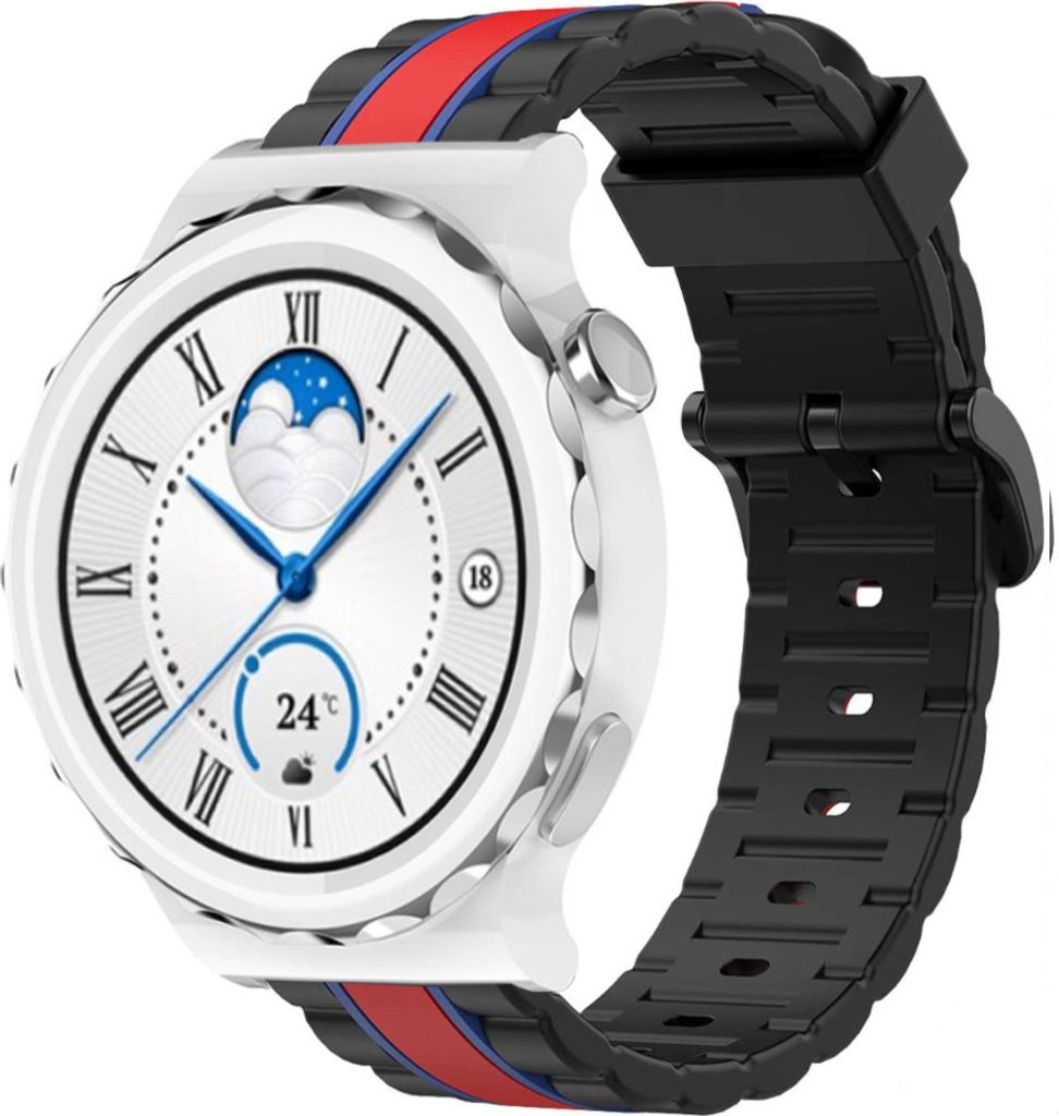 Strap-it Huawei Watch GT 3 Pro 43mm Special Edition Armband (Schwarz/Rot)