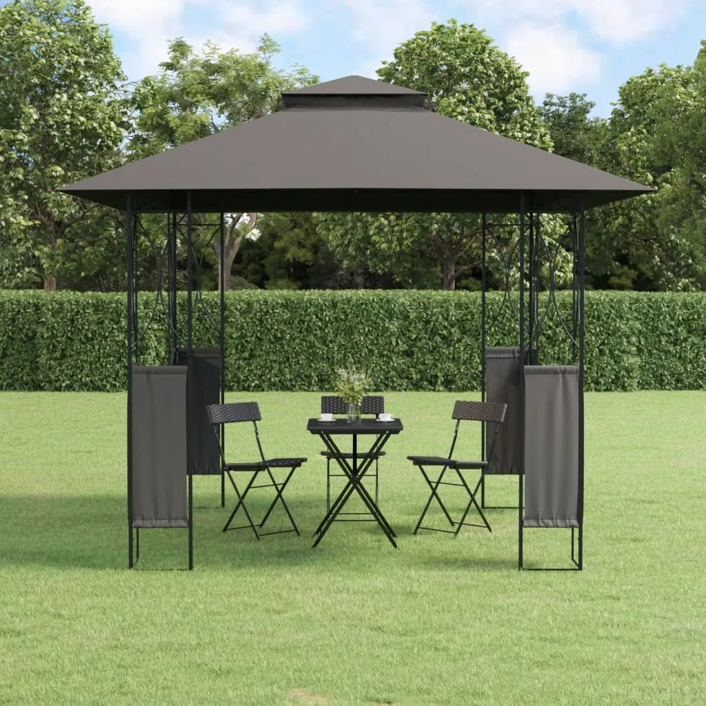 Pavillon de jardin anthracite 3x3m acier contre soleil et chaleur