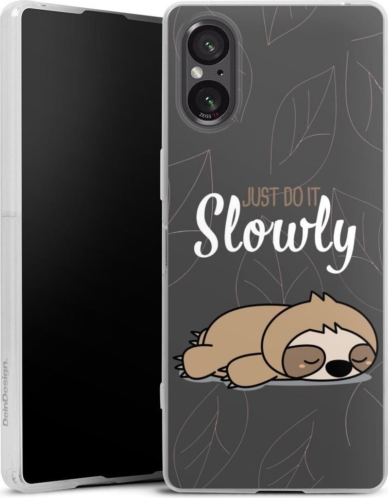 DeinDesign Slim Hülle für Sony Xperia 5 V Silikon Case Ultra Dünn Handyhülle Faultier Sprüche lazy sunday