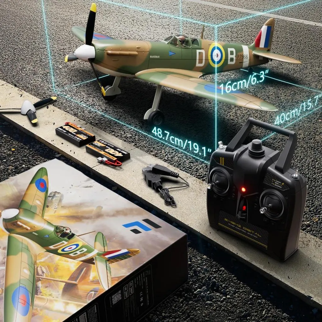 Avion Télécommandé Spitfire 4 Canaux - Modèle de Chasse RC en Mousse EPP - 5