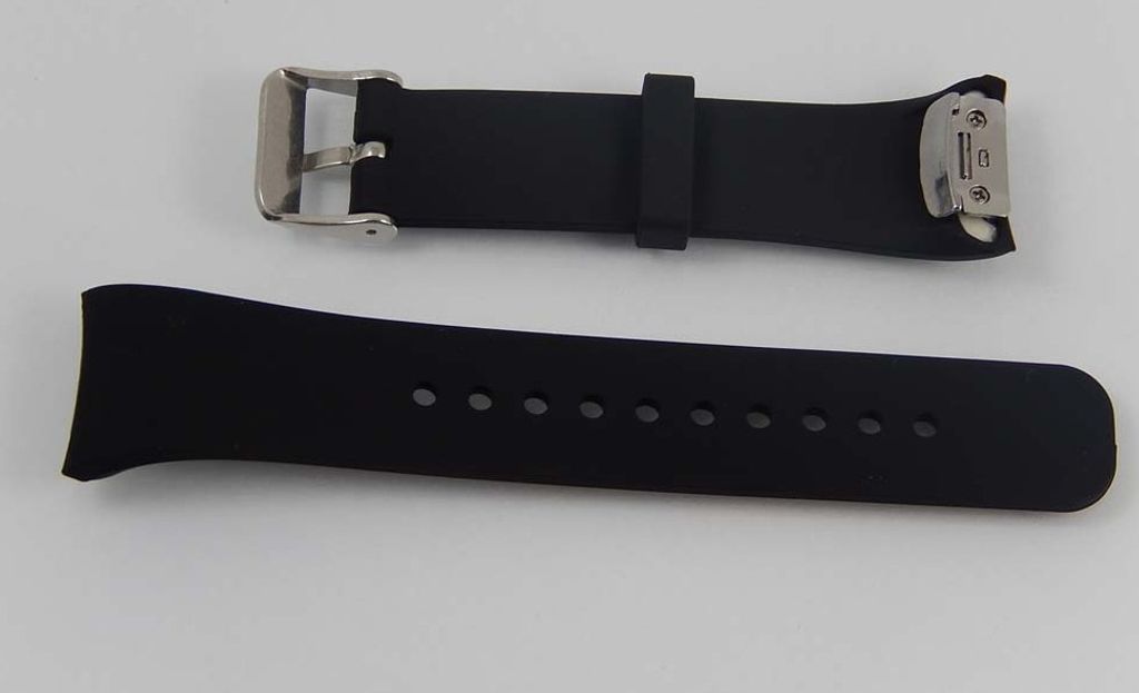 vhbw Ersatz Armband kompatibel mit Samsung Gear Fit 2 SM-R360 Fitnessuhr, Smartwatch - 11,9cm + 8,7 cm Silikon schwarz