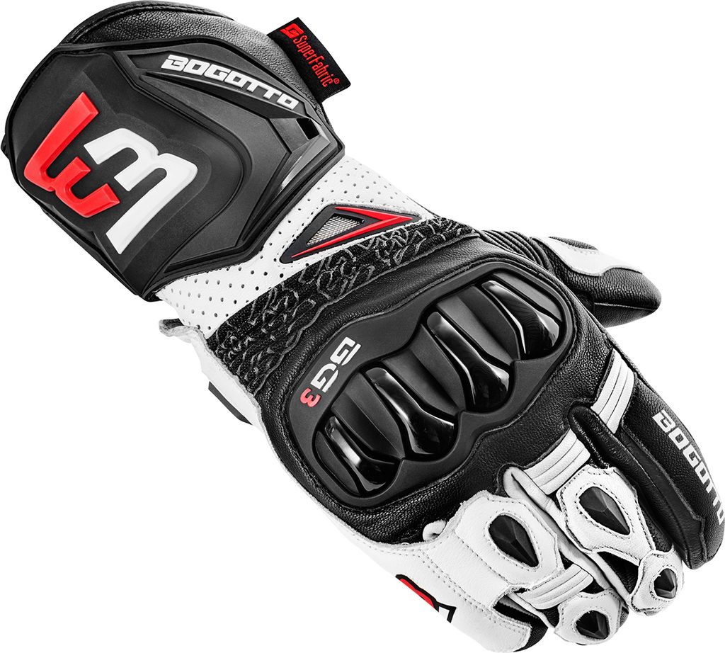 Bogotto Sugello perforierte Motorradhandschuhe, schwarz/weiß, S