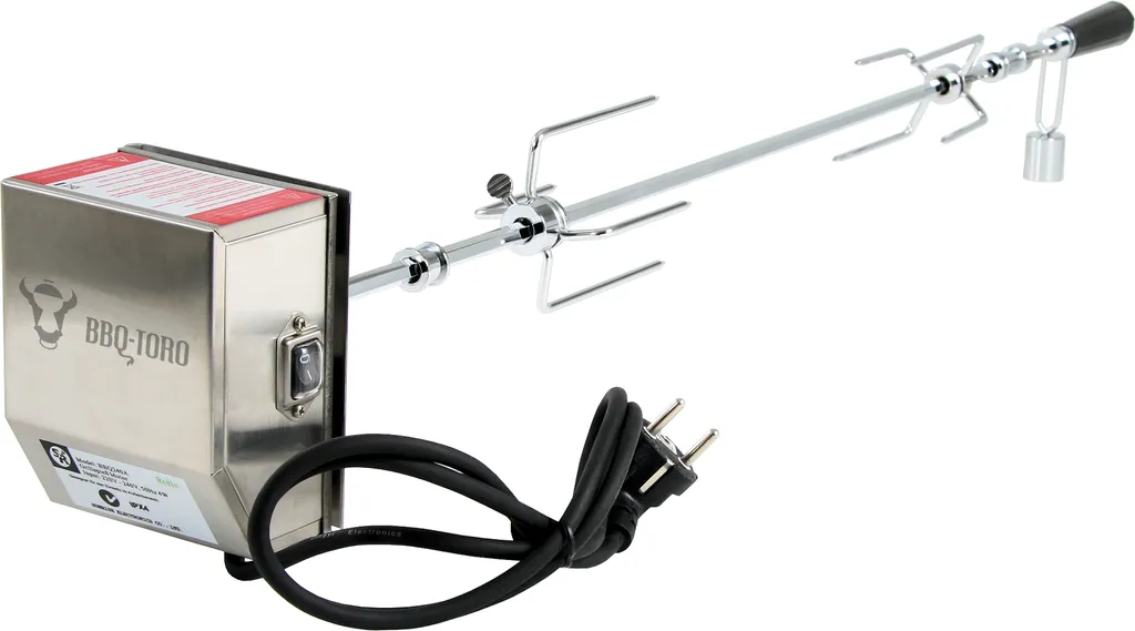 Kit Rôtissoire BBQ 90 cm pour Poulet Rôti et Gros Rôtis Moteur Inox