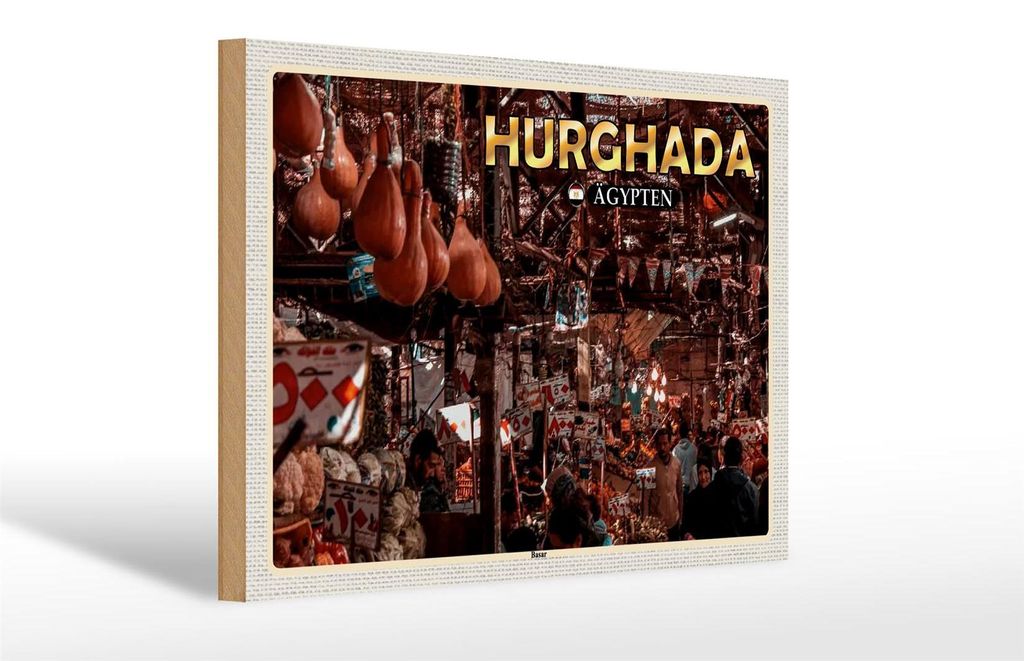 Holzschild Reise 30x20cm Hurghada Ägypten Basar Geschenk