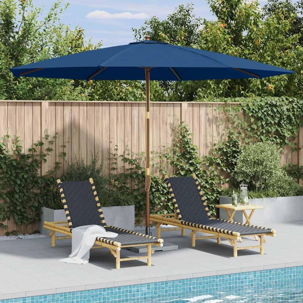 vidaXL Sonnenschirm mit Holzmast 350 cm Blau