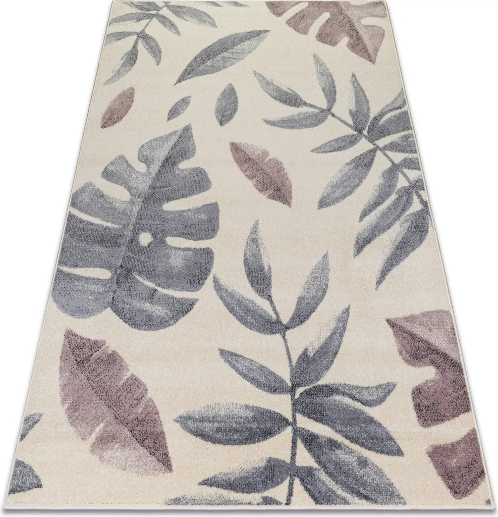 Tapis de chambre adulte ou enfant rose feuilles Monstera 120x170 cm