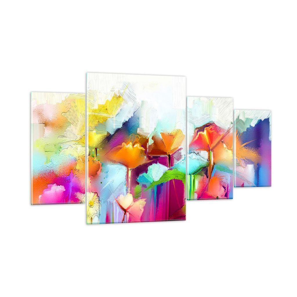 Bilder auf glas - Blumen Wiese Sommer - 160x90cm - Glasbilder - Wandbilder - Kunstdruck - zum Aufhängen bereit - Wanddekoration aus Glas - Glas Bi...
