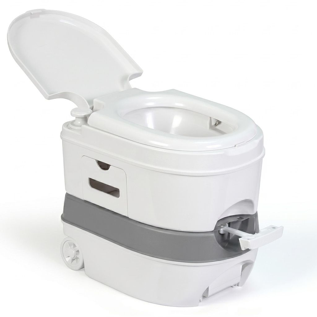 Briebe WC1196W Tragbare Campingtoilette Rollen 24L Chemietoilette Klo Camper, Camping, Caravan Weiß