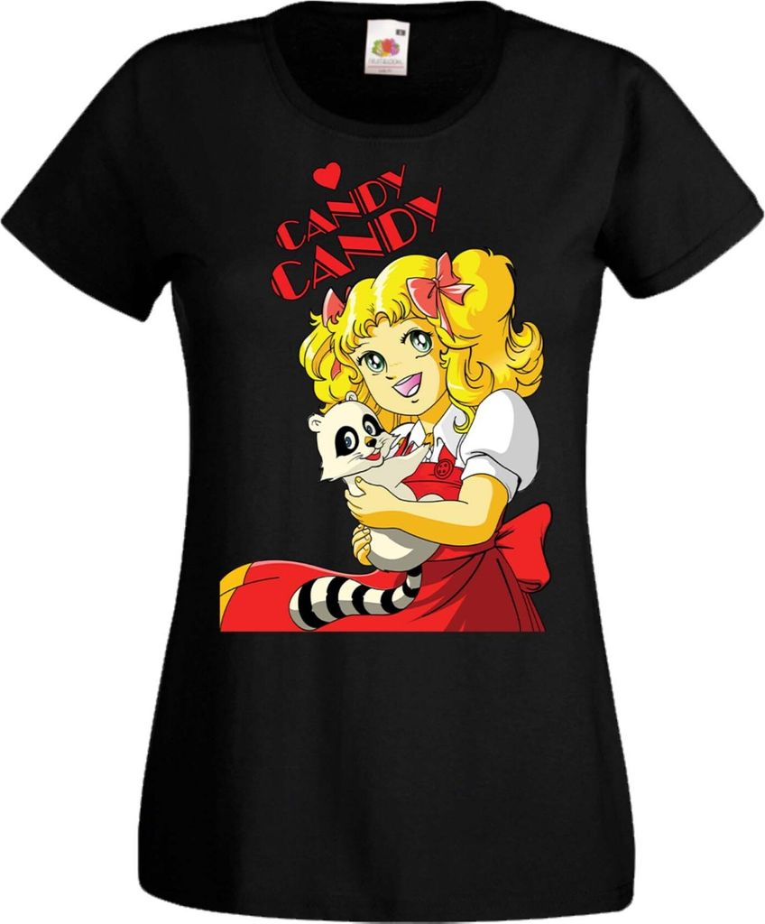 Damen T-Shirt Manga Anime Candy Candy Candy Candy, Lady 2XL / Schwarz