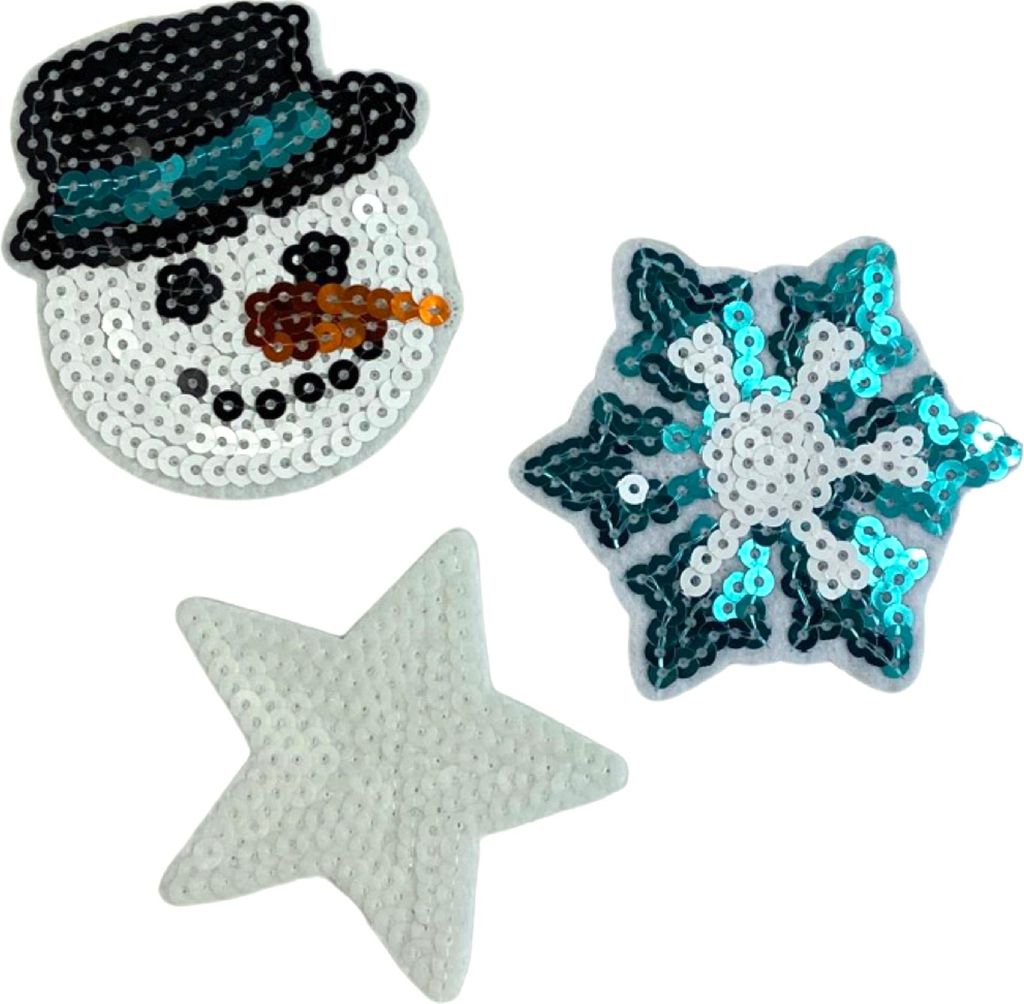 Paillette Winter Schnee Eis Stern Aufnäher-Emblem-Patch-Set