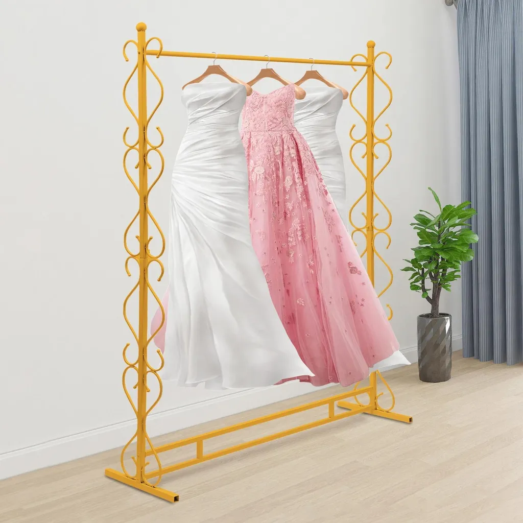 Porte-robe en métal or cadre carré - Support robuste pour mariages - 5