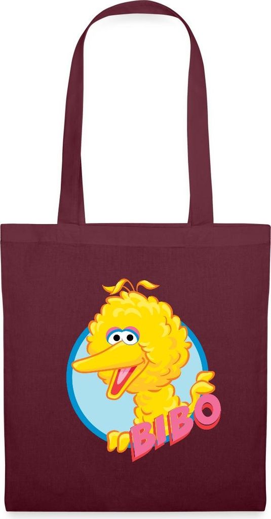 Spreadshirt Sesamstraße Bibo Portrait Stoffbeutel, One size, Burgunderrot